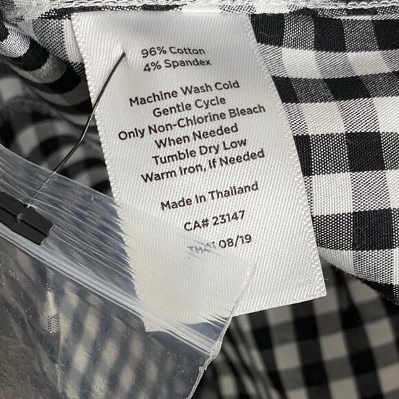 Talbots Gingham Shirt Womens 10 Black White Button Up Non Iron Check Long Sleeve - Picture 9 of 11